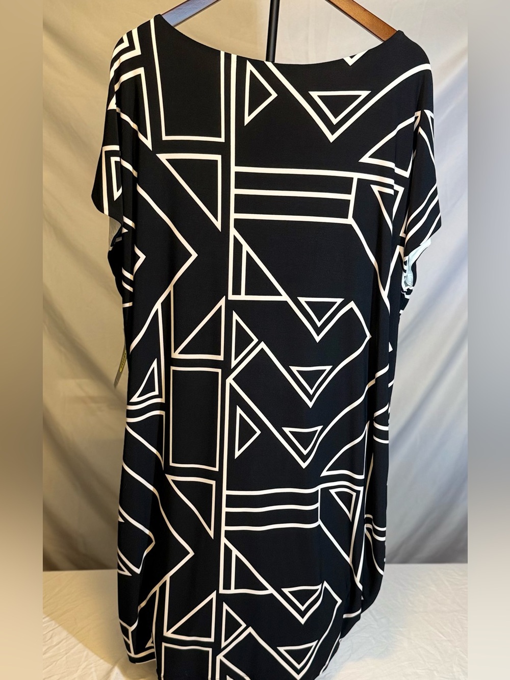NWT Ralph Lauren Black and White Geometric Midi Shift Dress Size 2X (GG)